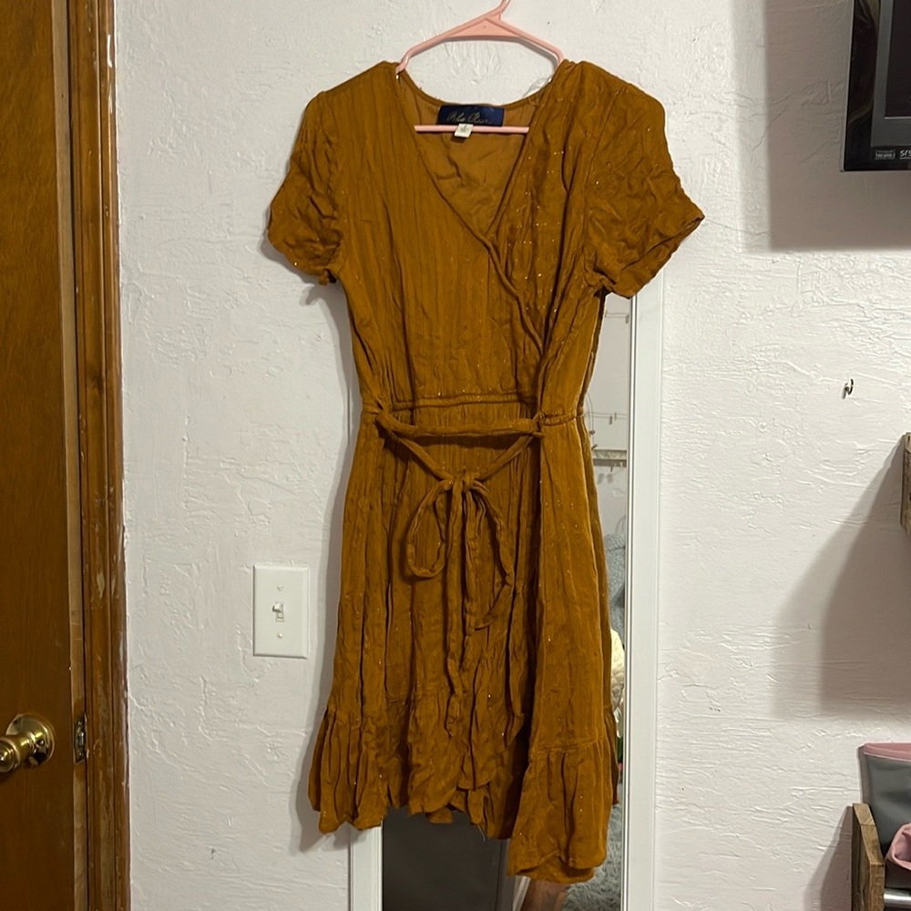 altard state mini gold shimmer dress